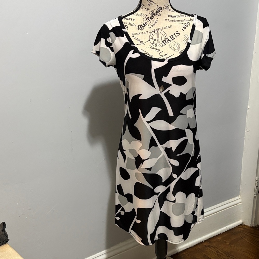 Mandee Black and White Floral Mini Dress